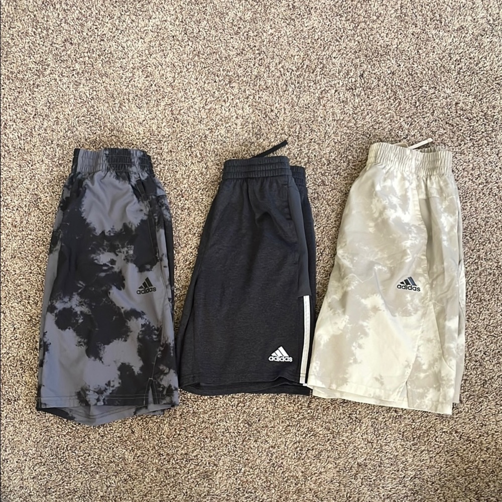 Adidas Kids' Shorts - Black, Gray, and Cream